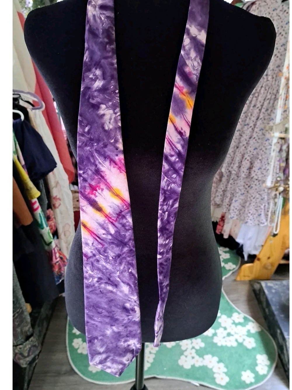 Cosmic Wildflower Dyed Purple Necktie – Artisan Celestial Festival Tie